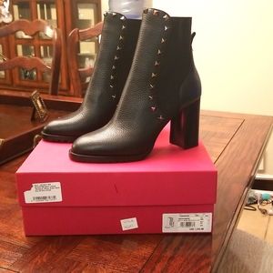 Valentino Garavani Leather 'Rockstud' 80mm Ankle Boots - Black Size 39.5 EU